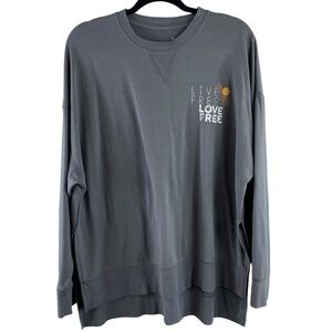 Flirtitude Active Women’s Long Sleeve Gray Live Free Love Free Sunshine Tshirt L